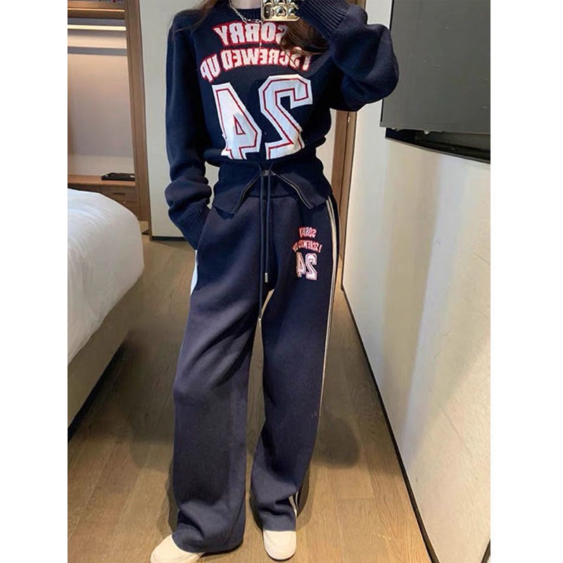 Bộ Đồ Thể Thao Áo Sweater + Quần Ống Rộng Phong Cách Thời Trang Phương Tây Thời Trang Xuân Thu 2022 Mới