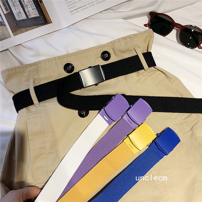 Thắt Lưng Vải Canvas Màu Sắc Thời Trang Phong Cách Hàn Quốc Cho Nữ