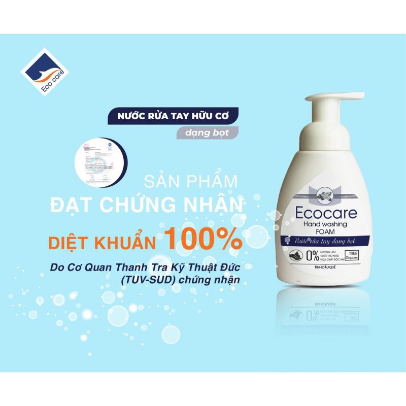Nước rửa tay hữu cơ diệt khuẩn dạng bọt tinh dầu cam 250ml. Thương hiệu Ecocare | BigBuy360 - bigbuy360.vn