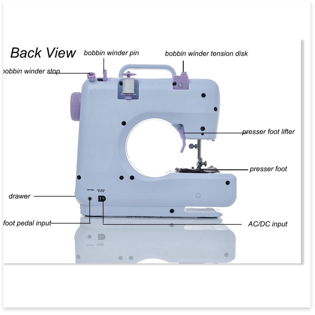 [SGD] Máy May Mini - Máy Khâu Gia Đình UFR 705 Với 12 Chế Độ May, Có Đèn Led Kèm Chân Vịt 9739