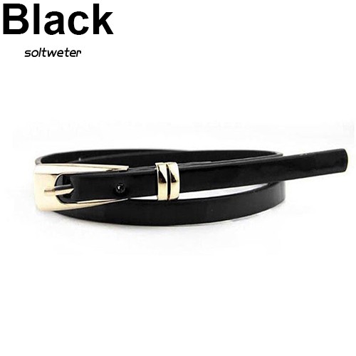 Thắt Lưng Da Màu Trơn Khóa Kim Loại Thời Trang Cho Nữ