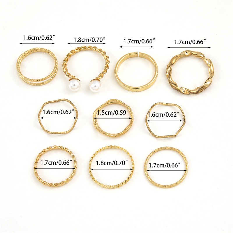 Set 10 Nhẫn Phong Cách Bohemian Có Thể Điều Chỉnh Kích Cỡ Dành Cho Nữ