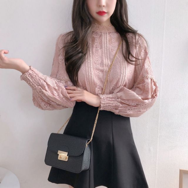 Áo ren tiểu thư tay bồng style Hàn Quốc có bigsize