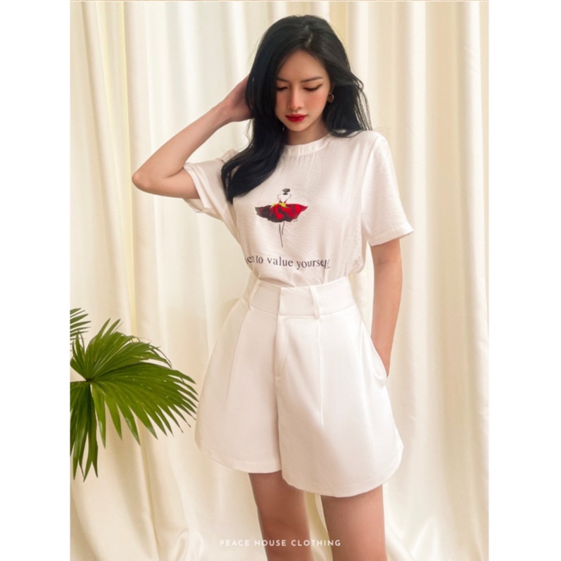Quần kaki lưng cao xếp ly , Peace House Clothing