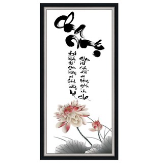 Tranh dán tường HD Thư pháp Cha Mẹ HCha_Me_04 phủ kim sa nhiều kích thước