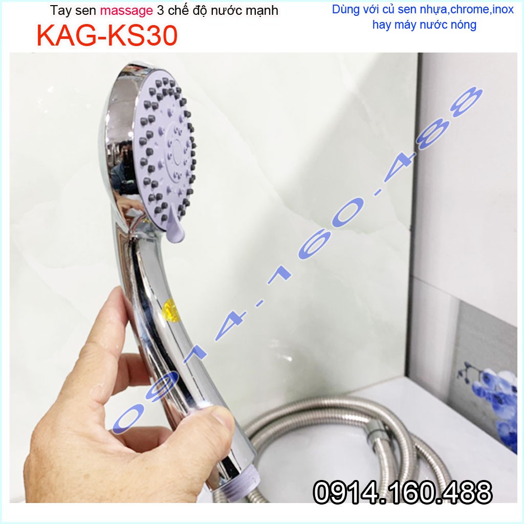 Vòi sen tắm cao cấp KAG-KS30 trọn bộ có dây, Best Sales shower head vòi hoa sen tia nước mạnh sử dụng tốt