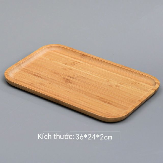 Khay trà chữ nhật gỗ tre phong cách Nhật hàng dày dặn