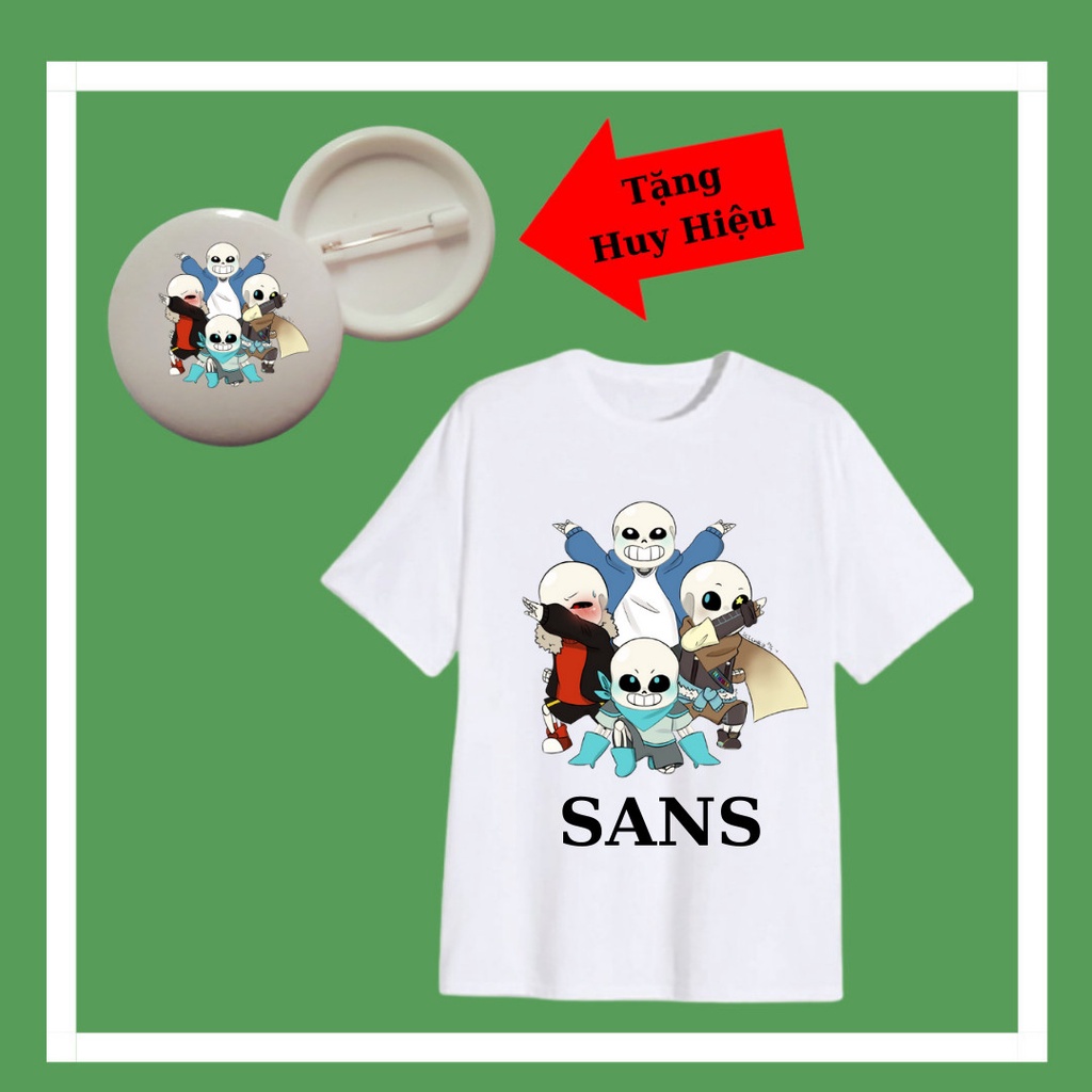 Áo Ink Sans, Cross Sans, Au Sans siêu mạnh, tay ngắn, cổ tròn, đủ size áo từ 10kg đến 90kg, huy hiệu