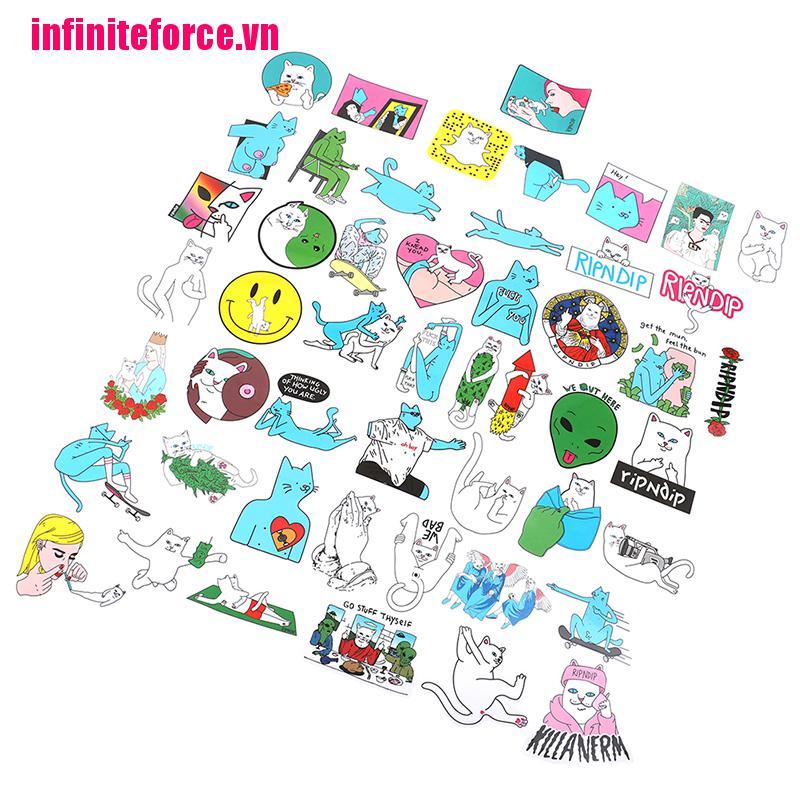 Set 50 miếng dán trang trí hình nhân vật Ripndip đáng yêu