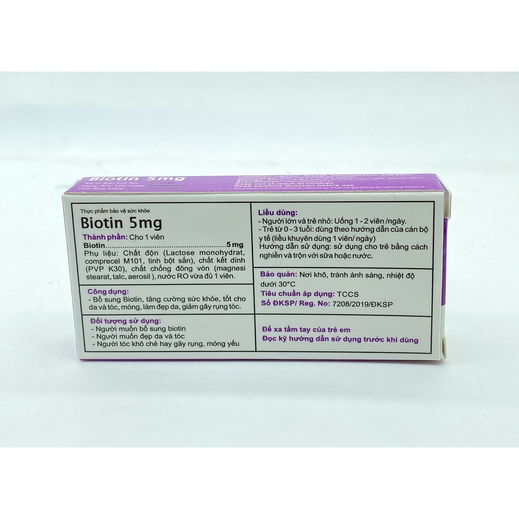 BIOTIN (VITAMIN H) VIÊN UỐNG BỔ SUNG TỐT TÓC, ĐẸP DA hộp 20 VIên (Mẫu Mới)