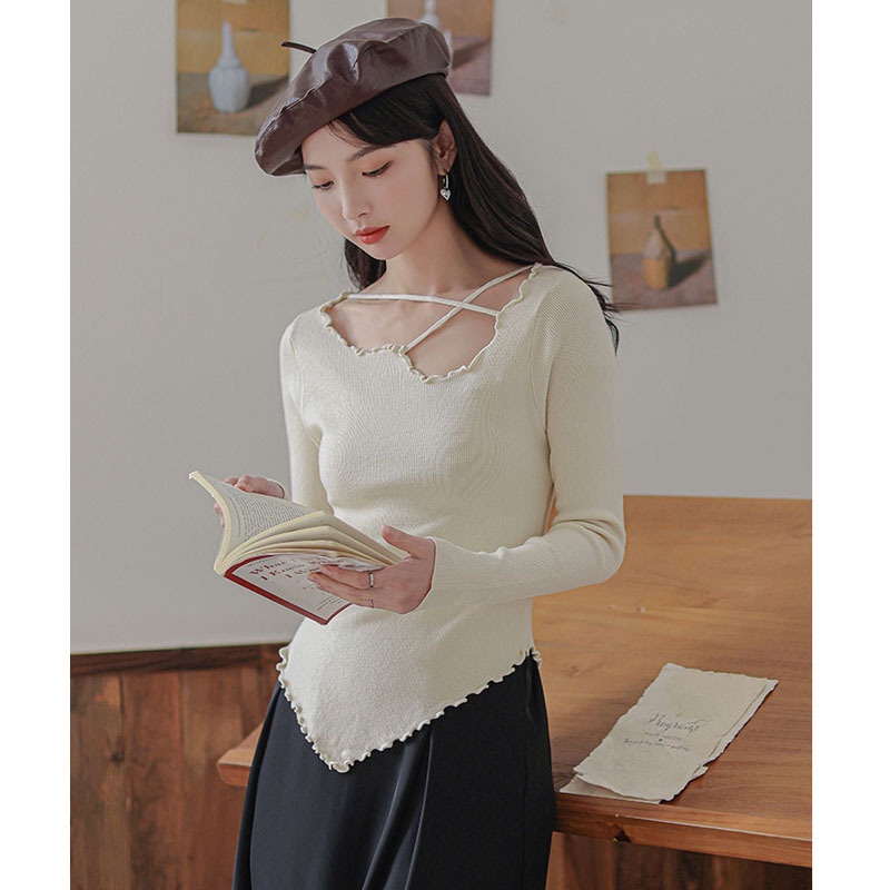 Áo thun body nữ tay dài, dây chéo ngực, vạt bầu-ringu shop