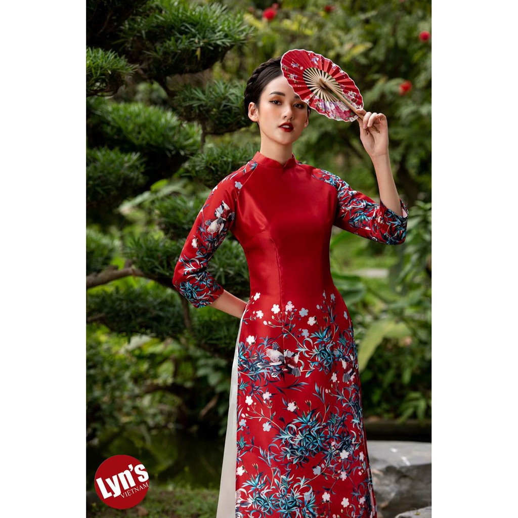 Áo Dài Cách Tân Họa Tiết Hoa Liễu Xanh (Áo + Quần) | BigBuy360 - bigbuy360.vn