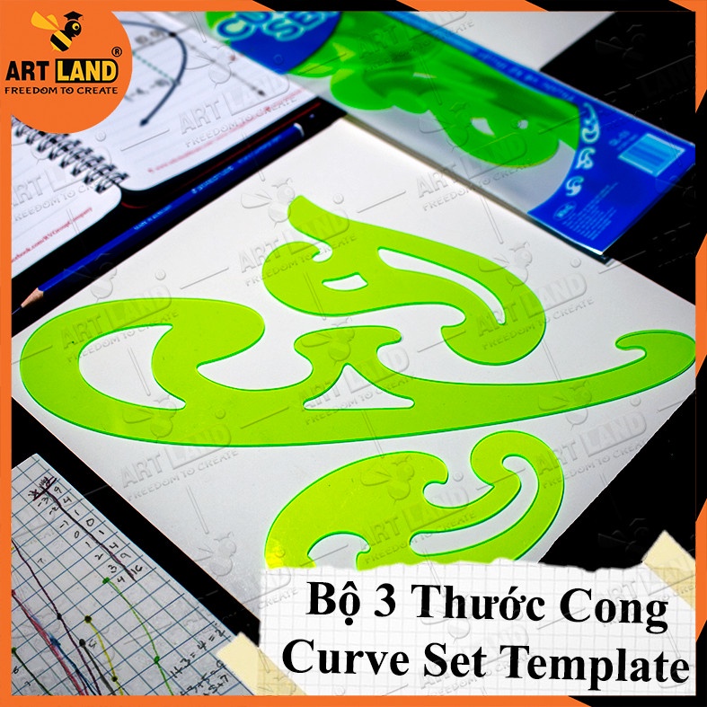 Bộ 3 Thước Cong Curve Set Template Ruler QL-03 Vẽ Kỹ Thuật Trang Trí Mỹ Thuật Thiết Kế