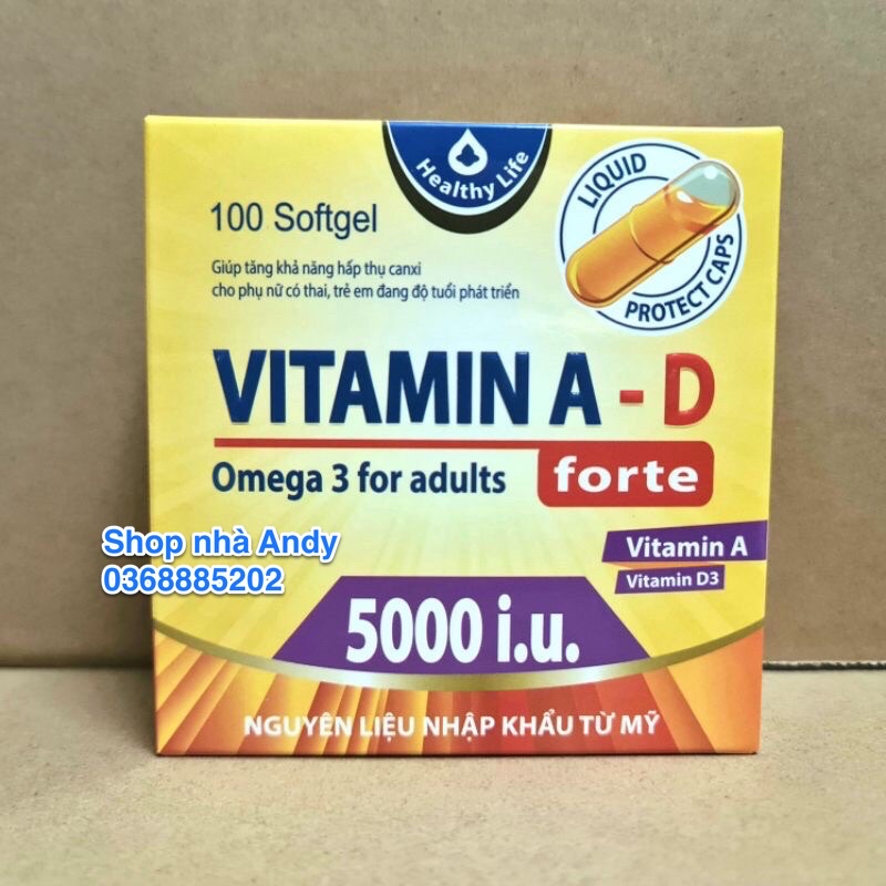 Viên Uống Vitamin A D Bổ Sung Vitamin Giảm Nguy Cơ Khô Mắt Mỏi Mắt Còi Xương Hỗ Trợ Đẹp Da Hộp 100 Viên