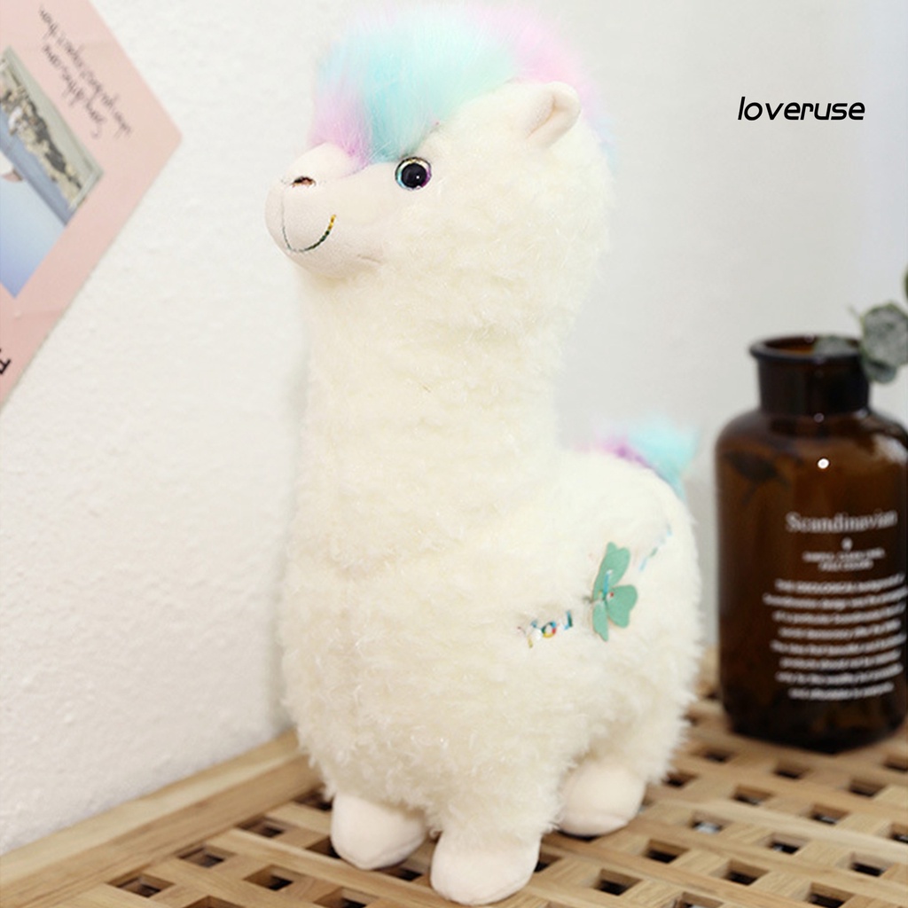 Thú nhồi bông bằng lông hình lạc đà chi tiết lông cầu vồng xinh xắn