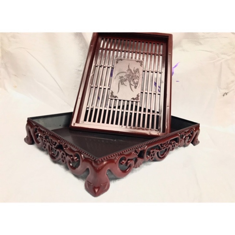 Khay trà giả gỗ như thật size lớnsang trọng kiểu dáng mới cho mọi nhà - khay đựng ấm trà hình chữ nhật có chân