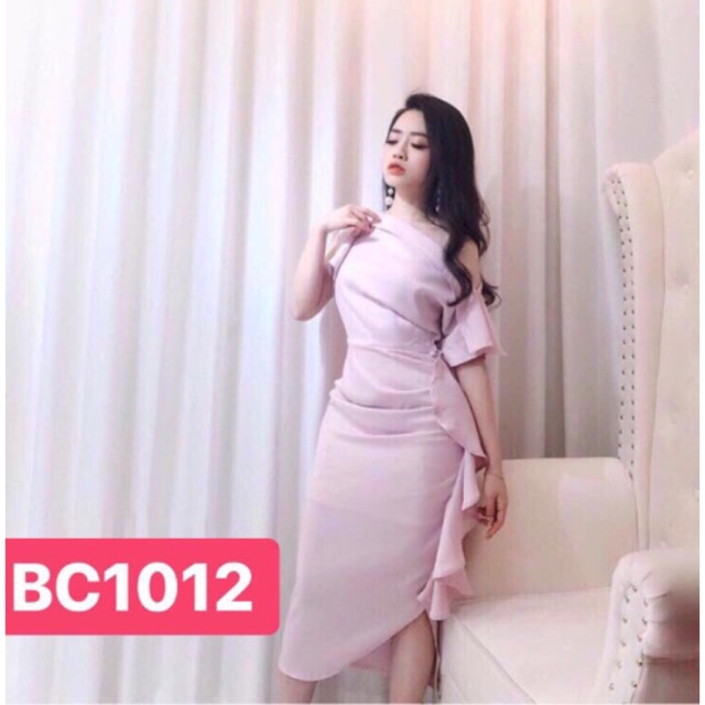 Đầm body lệch vai nhún bèo TRIPBLE T DRESS (kèm ảnh thật ) MS2T | BigBuy360 - bigbuy360.vn