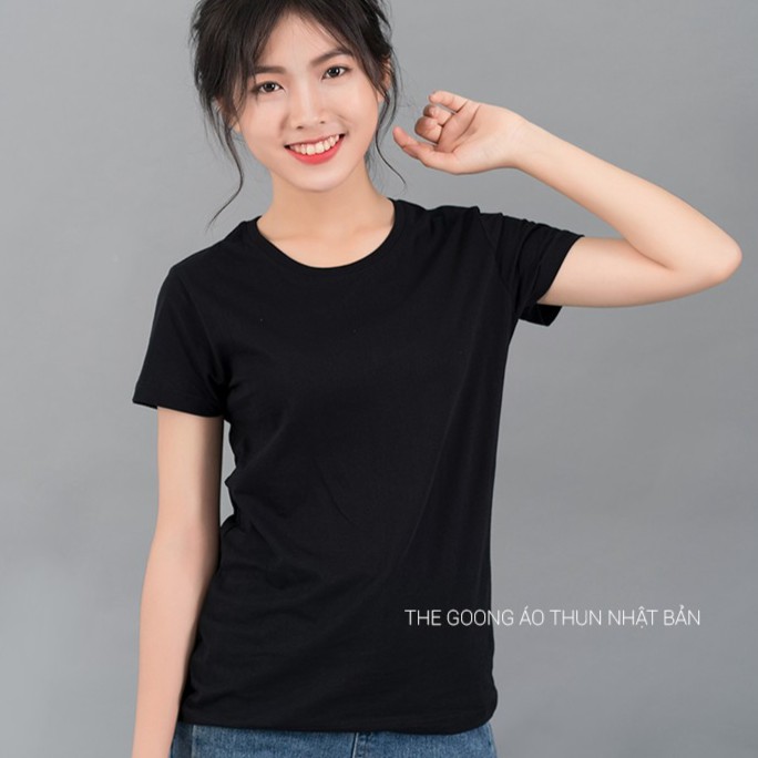 ÁO THUN TRƠN NỮ NHẬT BẢN 100% COTTON THOÁNG MÁT - ĐEN | BigBuy360 - bigbuy360.vn