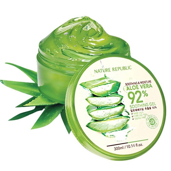 Gel lô hội Soothing & Moisture Aloe Vera 92% Nature Republic 300ml - Cung cấp nước, độ ẩm -giảm bớt nếp nhăn[Chính Hãng]
