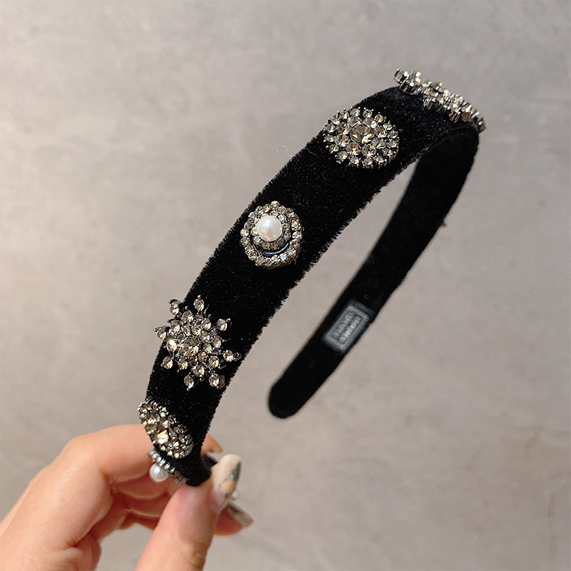 Băng đô cài tóc đính đá phong cách Retro Hàn Quốc thiết kế mới