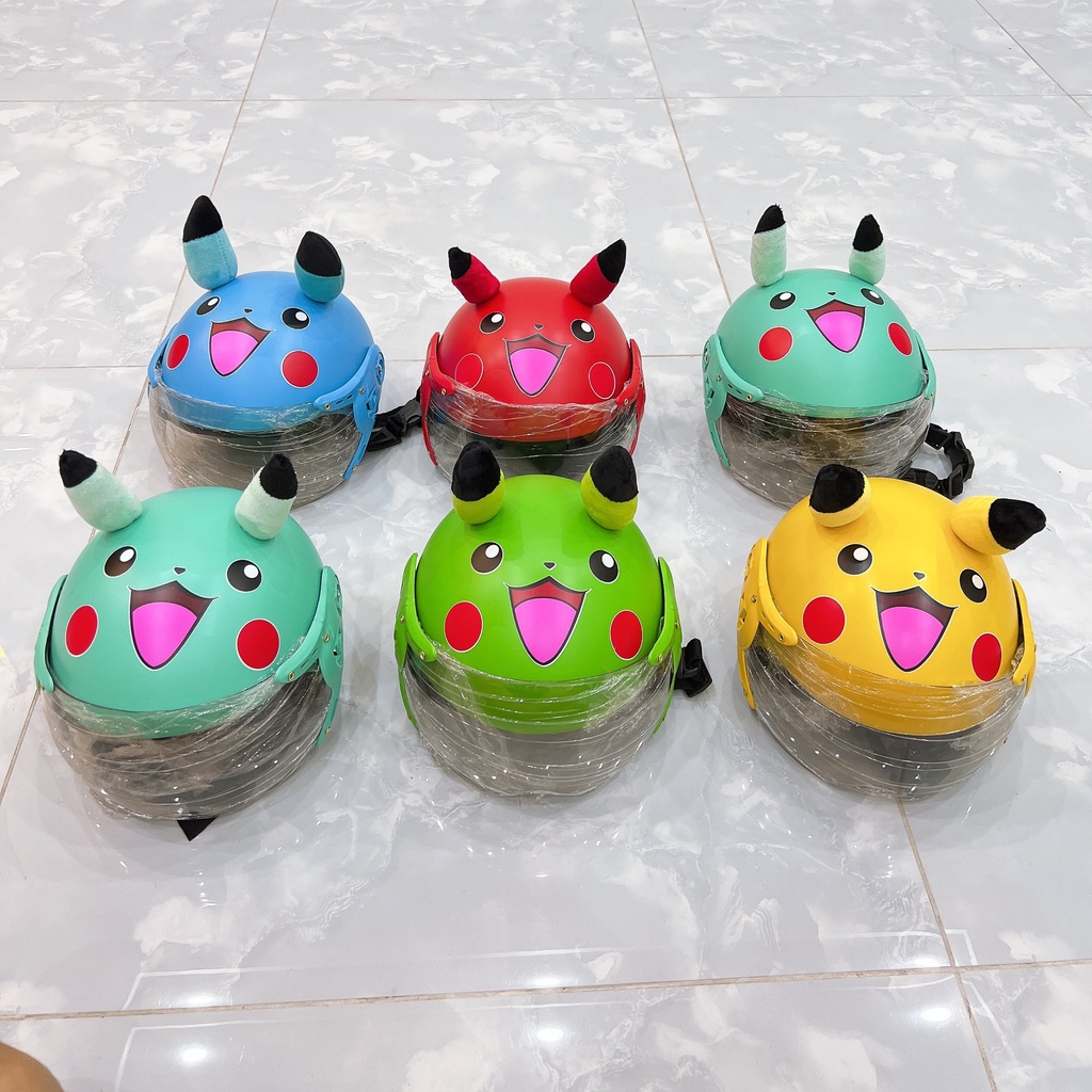 Mũ Bảo Hiểm Trẻ Em Có Kính, Tai Pikachu Cho Bé Từ 2 Đến 5 Tuổi Nhiều Màu Sắc