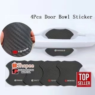 Bộ 4 Miếng Dán Tay Nắm Cửa Xe Hơi Bằng Cao Su Họa Tiết Sợi carbon Cho Toyota Honda Nissan