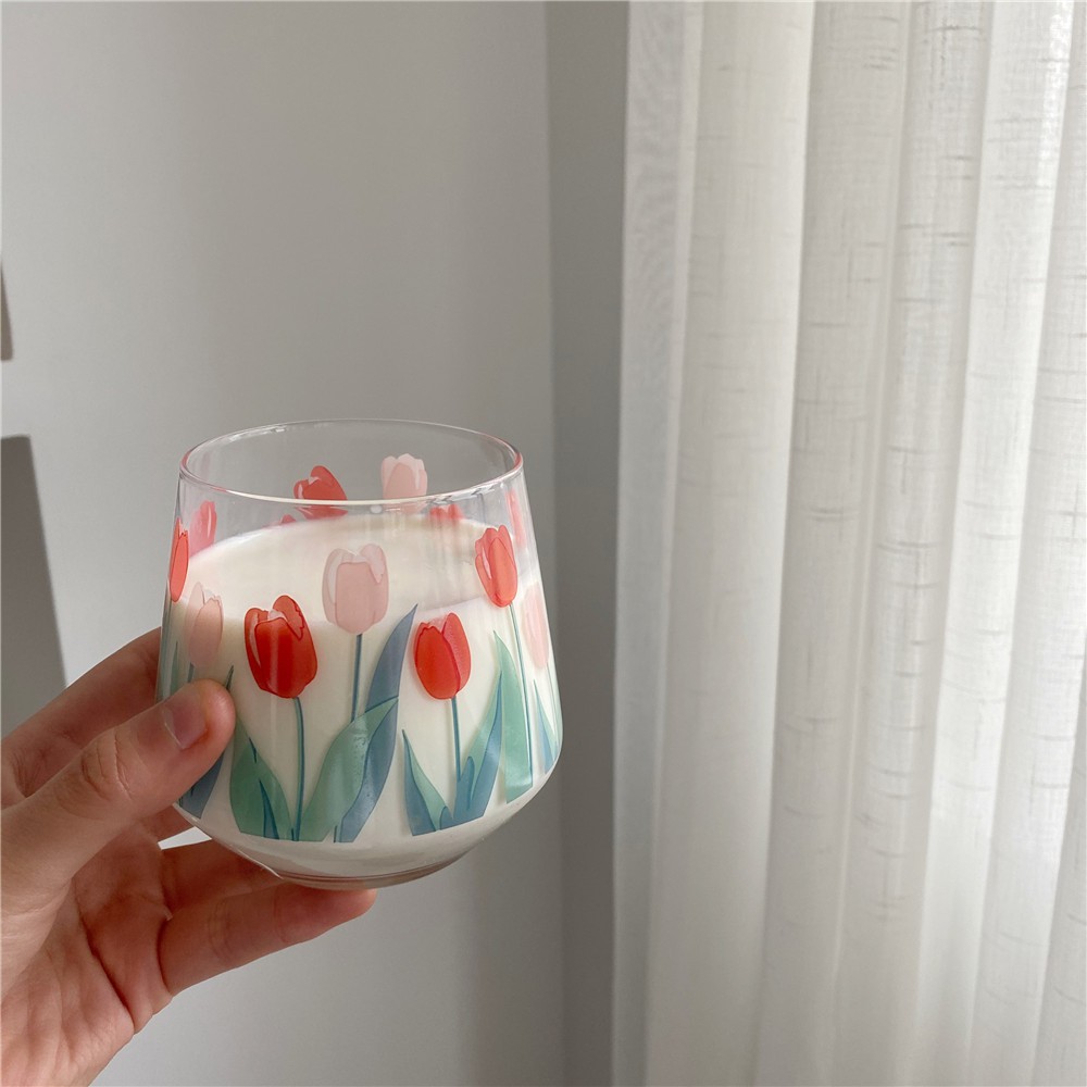 67👗Thẻ Nhớ Sd Chất Lượng Cao👗Đầm Dáng Xòe Xinh Xắn Dành Cho Nữ🍑 Ly Thủy Tinh Uống Sữa / Nước Ép Hình Hoa Tulip Kiểu Vintage Dễ Thương