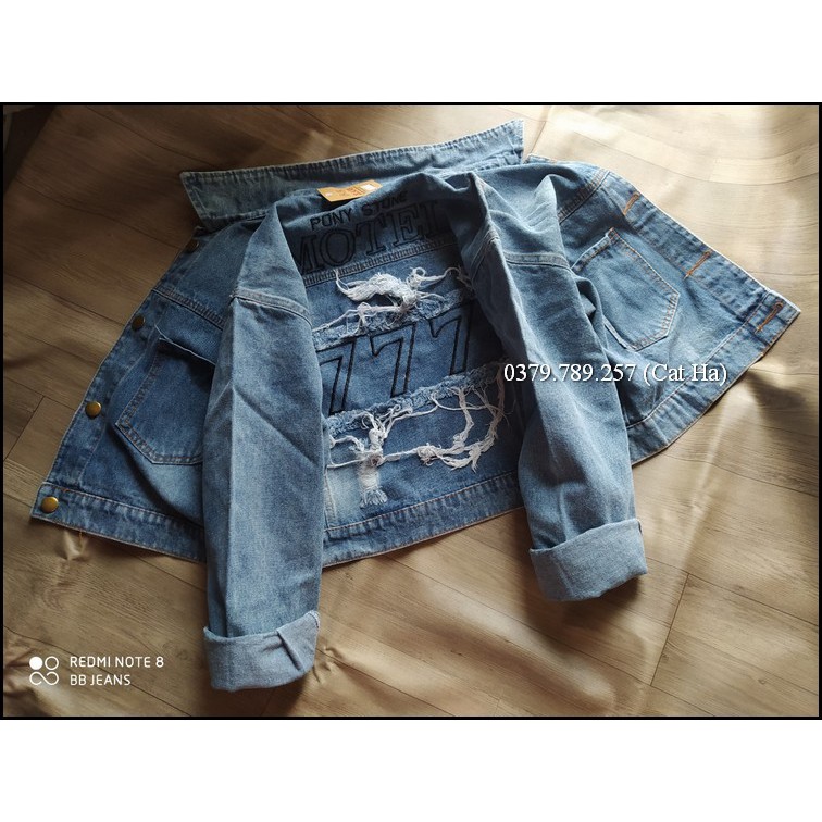 Aó khoác jean nữ xám xanh như hình form dưới 58Kg Motel777 BB30