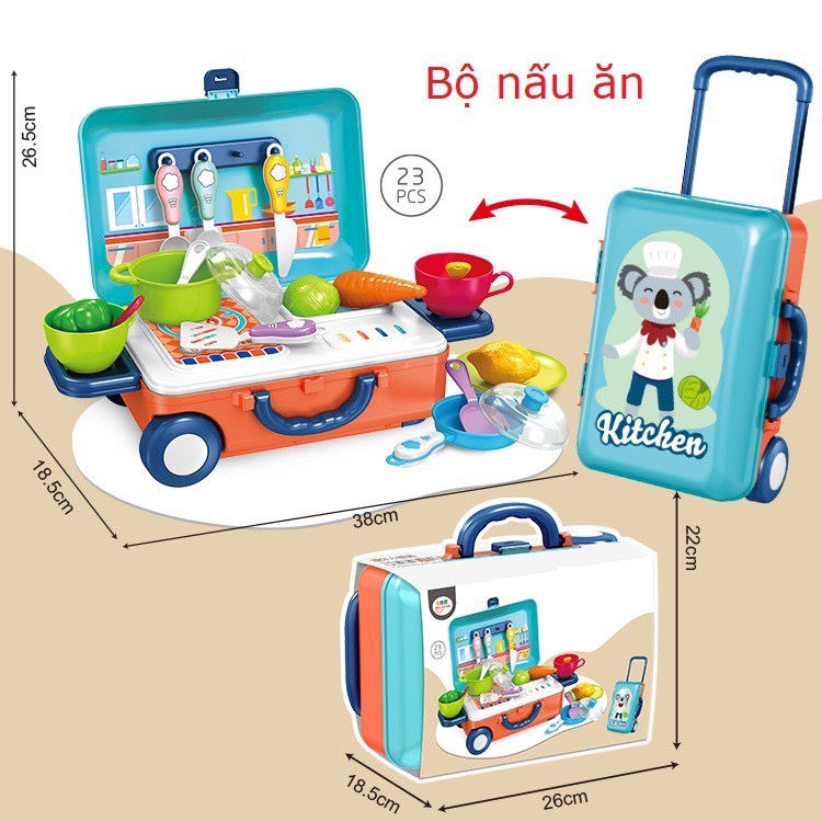 Bộ Đồ Chơi Vali Xách Tay Phát Triển Kỹ Năng Cho Bé: Nấu Ăn, Bác Sĩ, Trang Điểm, Thợ Thủ Công - Nhựa An Toàn Với Trẻ Em