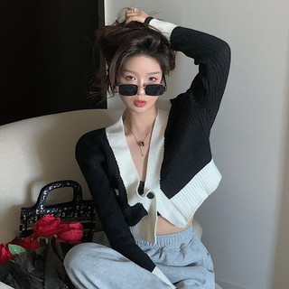 Áo Khoác Cardigan Dệt Kim Cổ Tim Xinh Xắn Thời Trang Cho Nữ