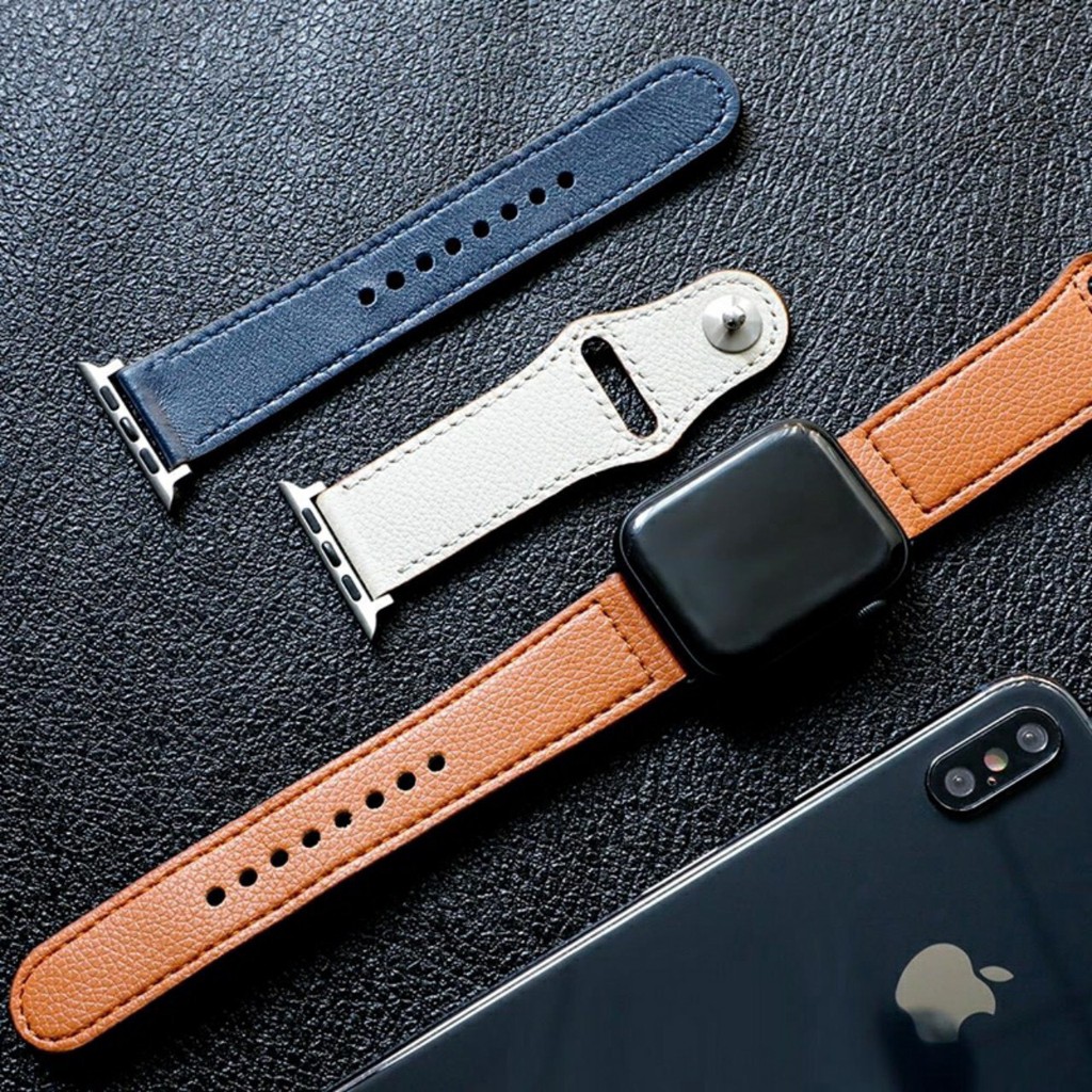 Dây đeo da thật cho đồng hồ Apple Watch size 38mm/ 40mm/ 42mm/ 44mm siêu đẹp ( Nhiều màu )