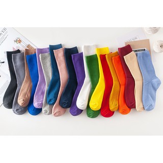 Vớ cổ cao unisex basic trơn màu pastel Hàn - V37