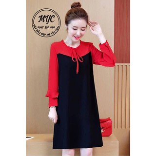 Váy bầu đen phối đỏ điệu đà