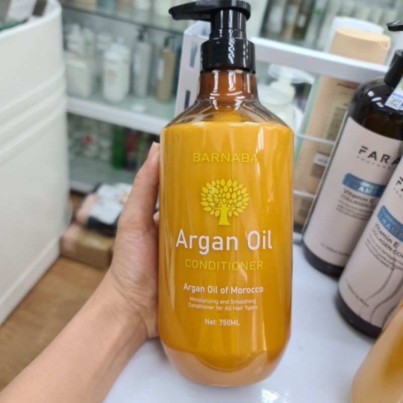 Cặp dầu gội xả ngăn rụng tóc phục hổi hư tổn BARNABA Argan Oil 750ml x2