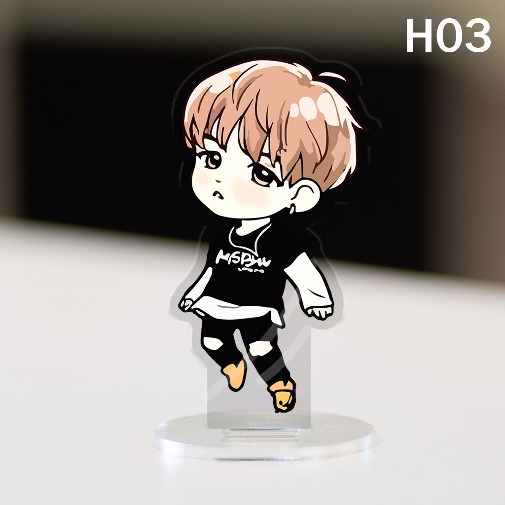 Mô hình đứng arcrylic KPOP BTS Jin Suga J Hope Rm Jimin V JK hình chibi decor góc học tập bàn làm việc haimai decor