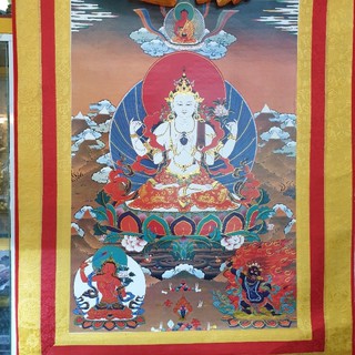 TRANH THANGKA QUAN ÂM TỨ THỦ - Kích thước 120X80CM