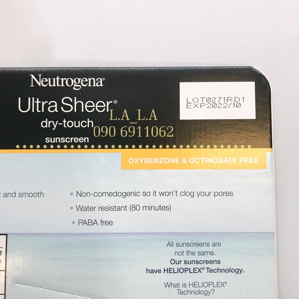 [Nguyên set 2 tuýp 88ml + 147ml]  Kem chống nắng Neutrogena Ultra Sheer Dry Touch Sunscreen Broad Spectrum SPF 55+