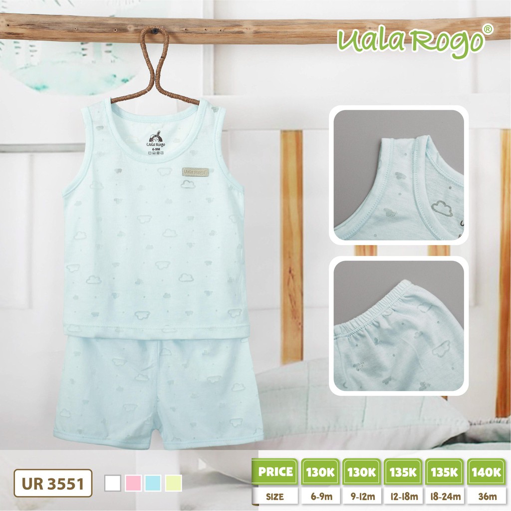 Bộ ba lỗ UalaRogo vải mây hở cho bé UR3551