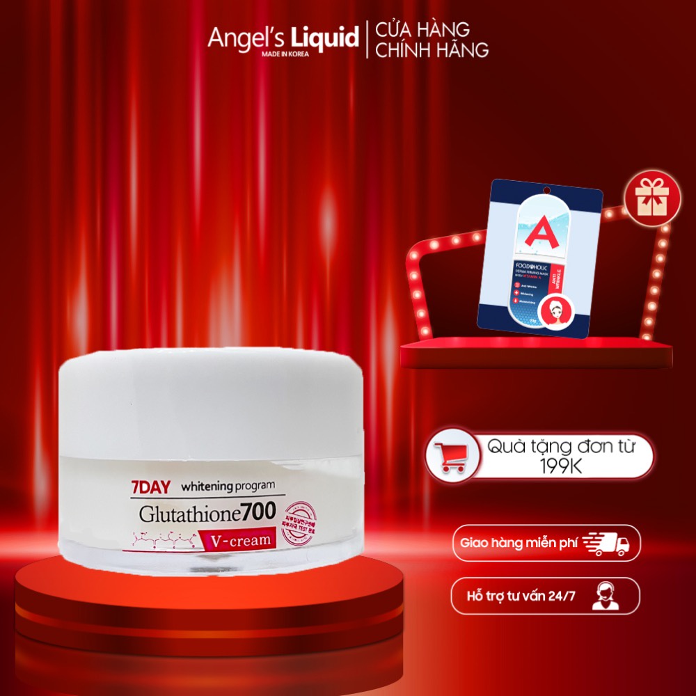 [Mini size] Kem dưỡng trắng, dưỡng ẩm, mờ thâm da Angel's Liquid 7 Day Whitening Program Glutathione 700 V-Cream 10ml