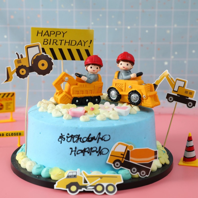 phụ kiện trang trí bánh kem [FREESHIP❤️] em bé lái xe công trình