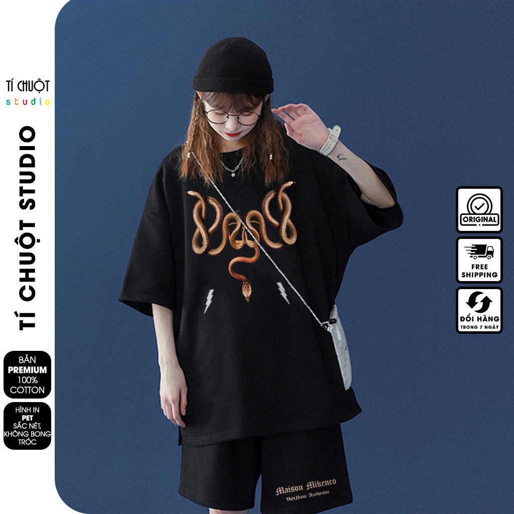 Bộ quần áo nam nữ Mikenco Rắn , set bộ thể thao unisex cotton mặc nhà mùa hè - Tí Chuột Studio