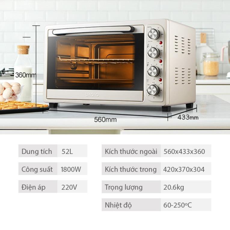 Lò nướng bánh UKOEO 32L D1, Lò nướng điện 52L,70/102/120L HBD5002 (bản nội địa), Lò nướng bánh, nướng thịt BH 12 tháng