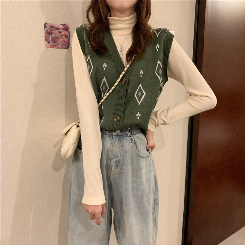 Xiaozhainv Áo Gile Không Tay Cổ Chữ V Dáng Rộng Phong Cách Hàn Quốc Cho Nữ | BigBuy360 - bigbuy360.vn