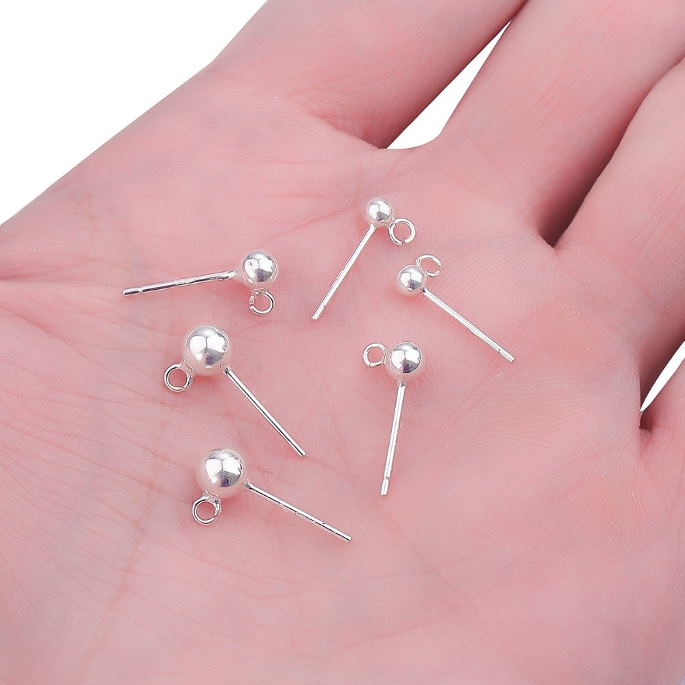 Chốt xỏ khuyên tai BEADIA mạ bạc 925 dành cho làm trang sức DIY
