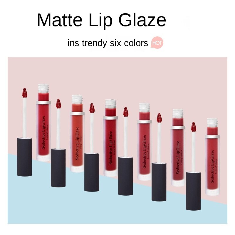 [Spot] Son nội địa trung Velvet matte lip glaze moist and waterproof is not easy to fade web celebrity the same cow blood color earth red brown lipstick fashion makeup lip color