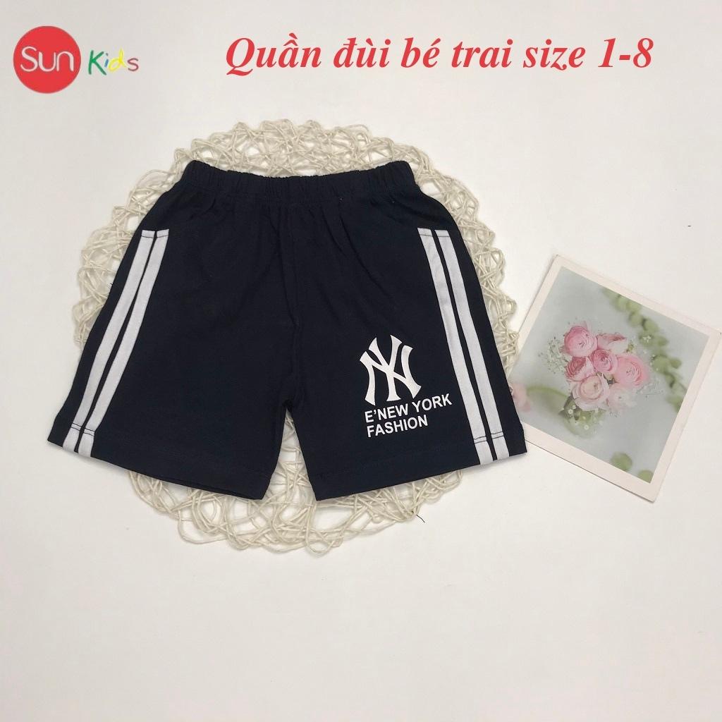 Quần Đùi Bé Trai, Size 1-8, Viền Sọc 2 Bên Khỏe Khoắn, 2 Túi Thật, Chất Cotton Mềm Mát