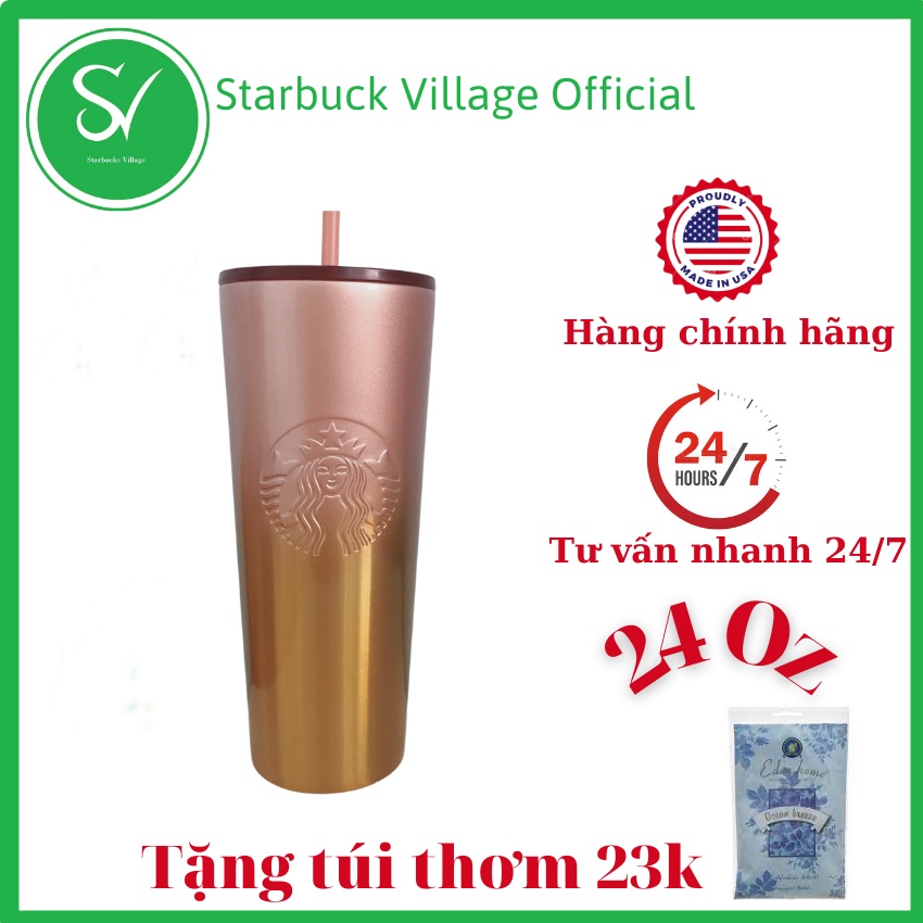 | HÀNG CHÍNH HÃNG | Ly Giữ Nhiệt Starbucks Gold Ombre Clod Cup 24Oz / 710ml | Starbucks Village