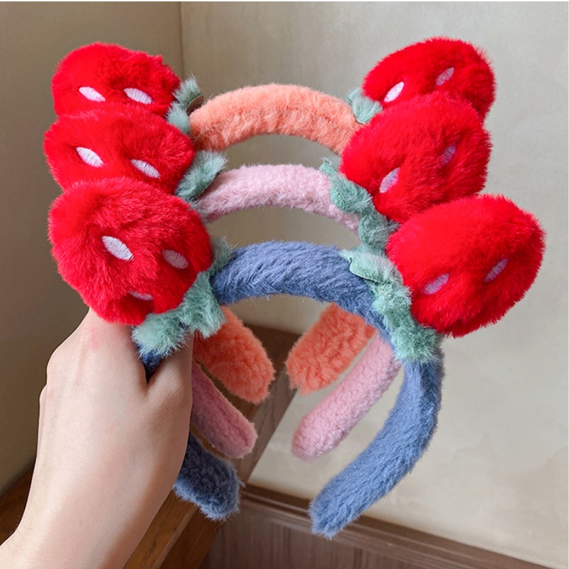 Bờm cài tóc hình trái dâu tây nhiều màu dễ thương cute, băng đô quả dâu chống trượt tóc xinh xắn