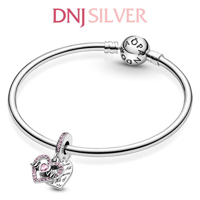 [Hàng cao cấp] Charm bạc 925 cao cấp, hàng chuẩn bạc - Charm Heart &amp; Mum thích hợp để mix vòng tay charm - DN018