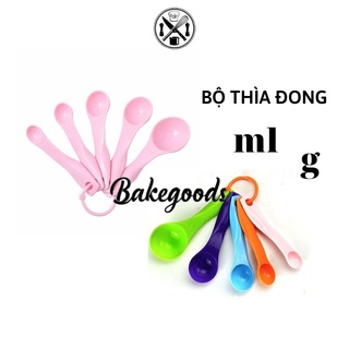 Bộ 5 thìa đong, muỗng đong định lượng nhiều màu dùng đo lường phụ gia làm bánh